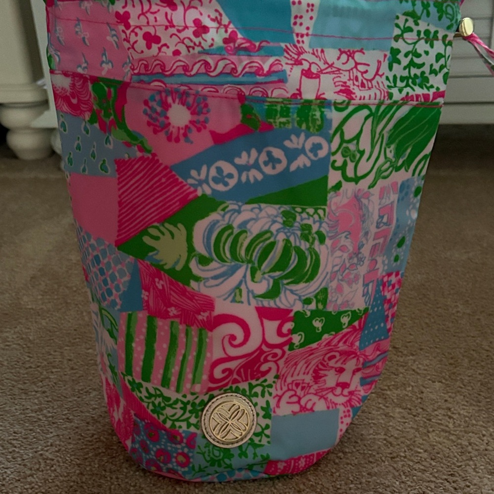 Lilly Pulitzer Multi-Color Crazy Quilt Pouch Plastic Waterproof Pool Bag - Picture 4 of 7